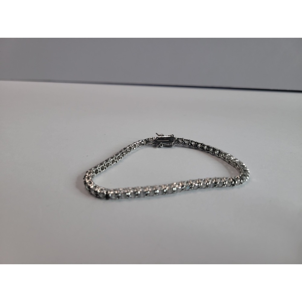 Silver Tone Clear Rhinestone Tennis Bracelet Square Link Box Clasp Formal Jewelr